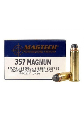 MAGTECH 357 MAG 357E 158GR SJSP FLAT W/O NICKEL 